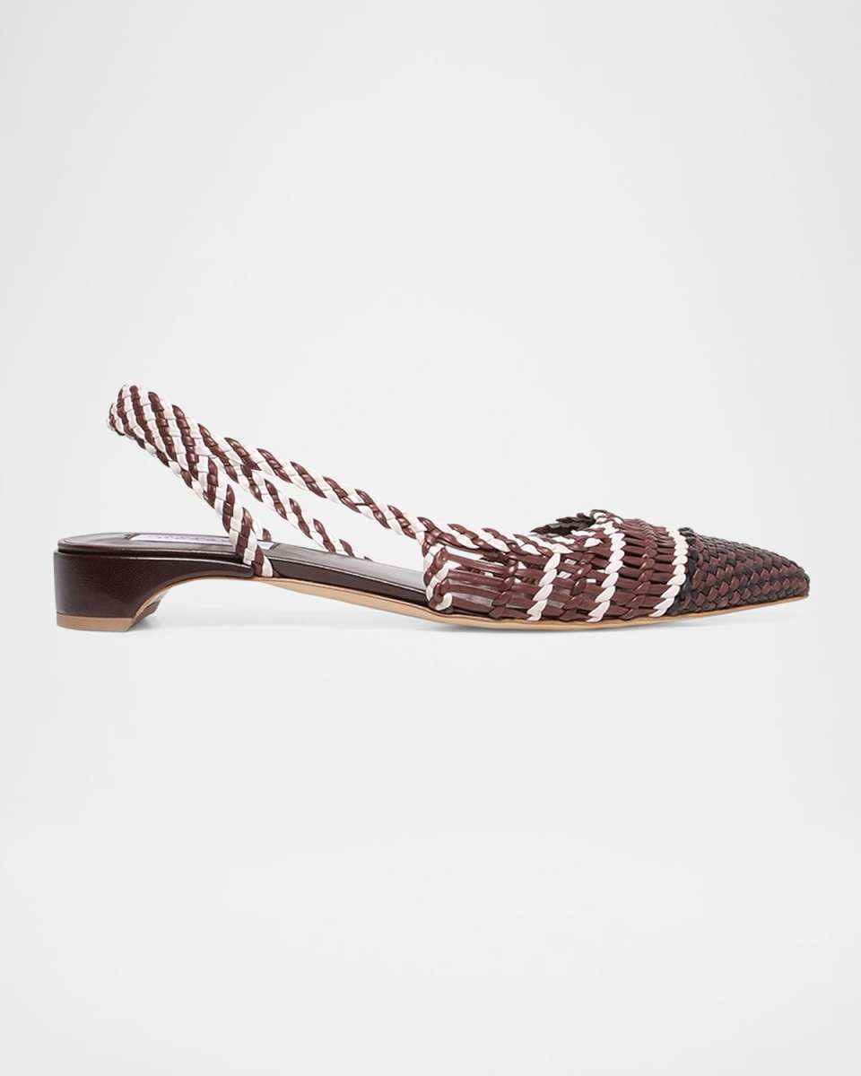 Perro Woven Leather Slingback Ballerina Flats